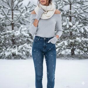 Topshop grey Bardot off shoulder sweater